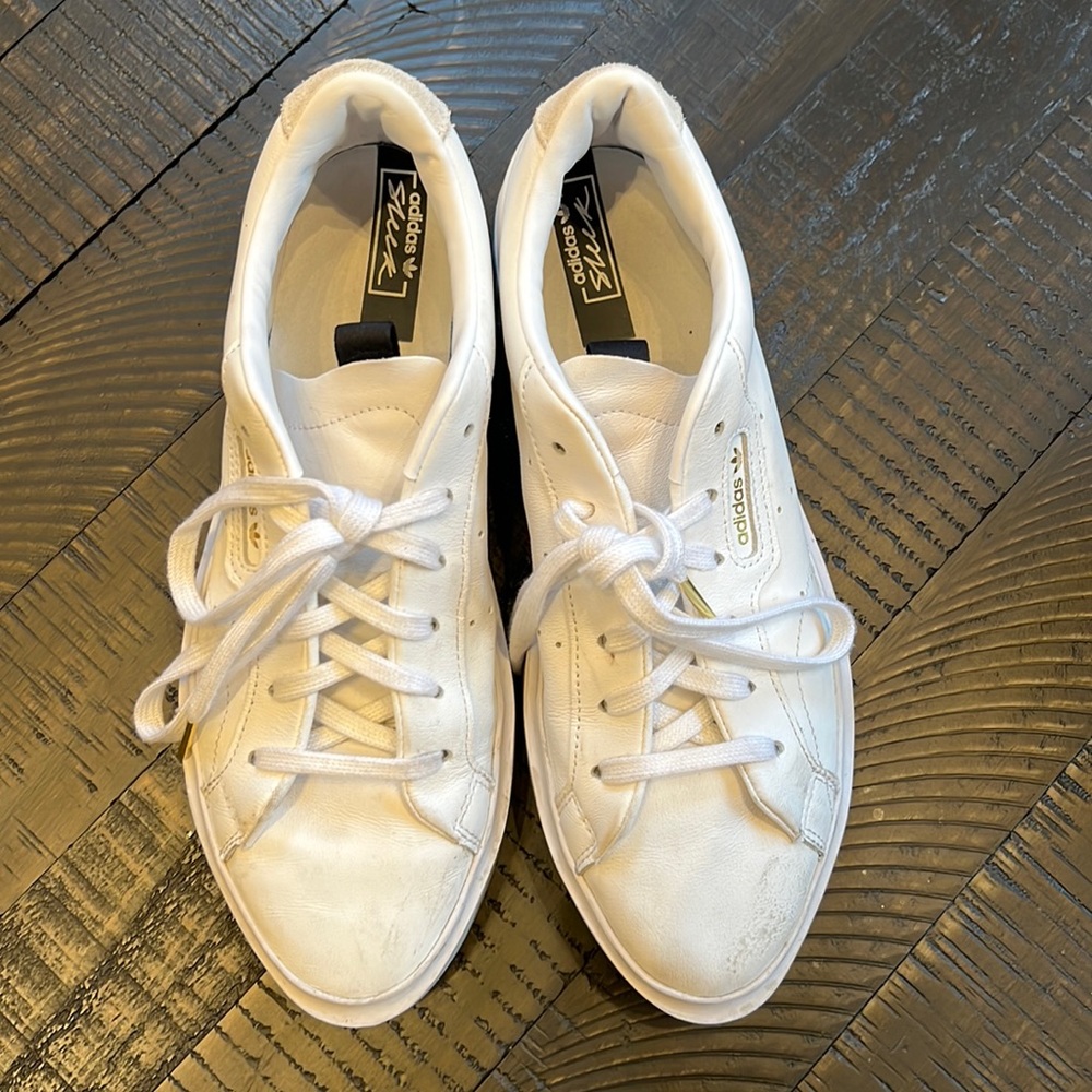 Adidas sleek white shoes size 10